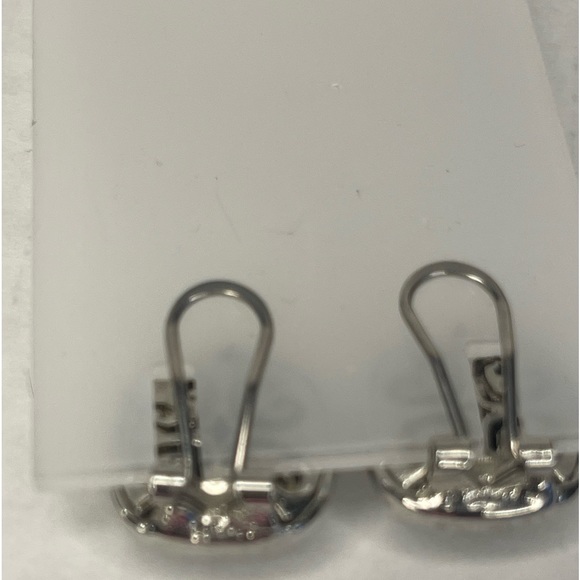 Silver Tone Black Stone Clip On Earrings - Picture 2 of 4